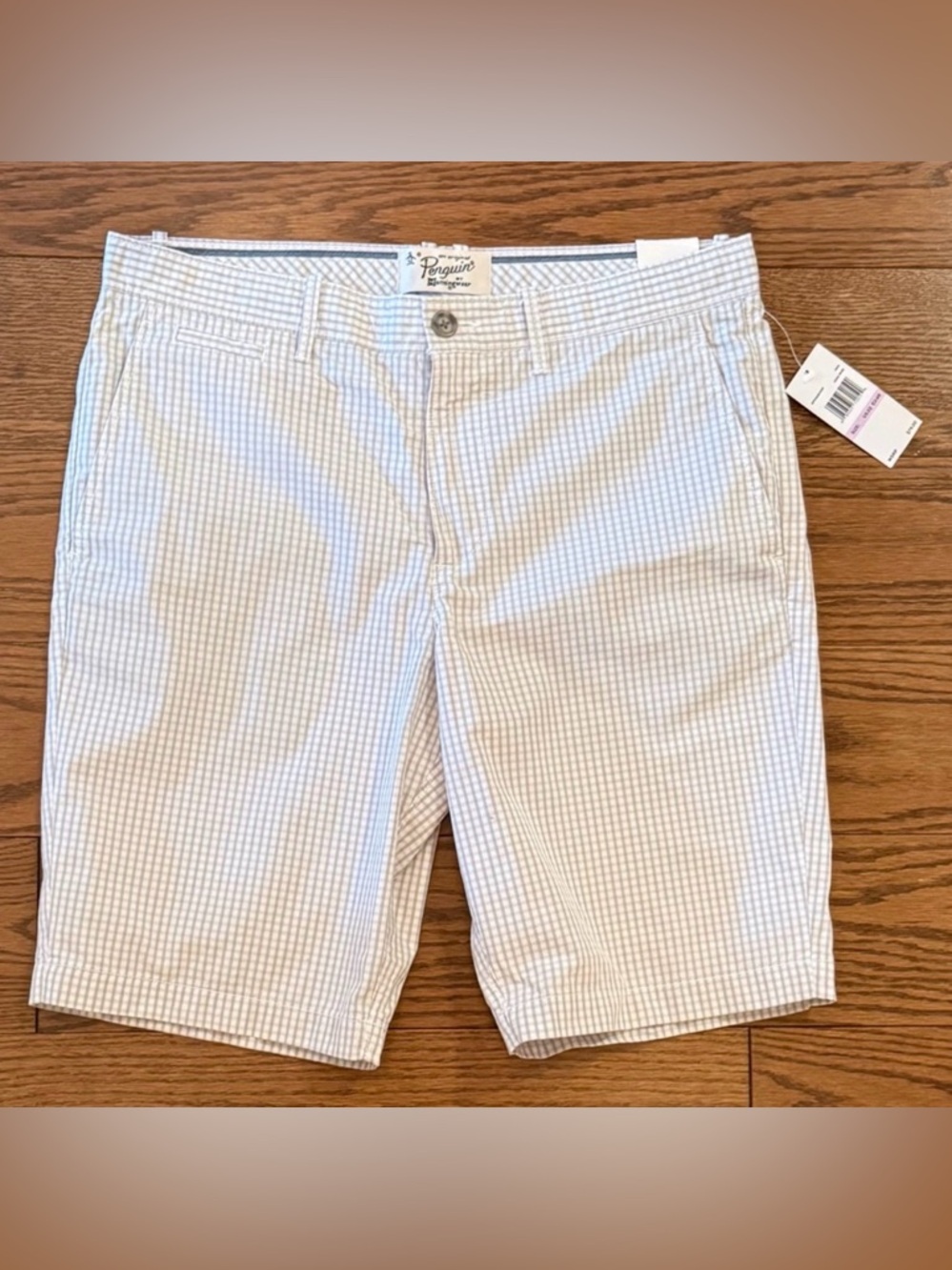 Original Penguin Men's Beige Checkered Shorts
